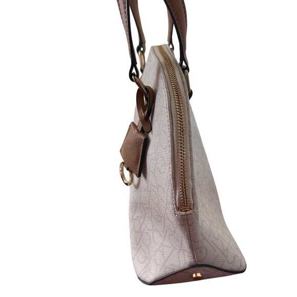 Calvin Klein Signature Logo Round Satchel Handbag Purse Bag Crossbody Zip Top - Picture 4 of 11